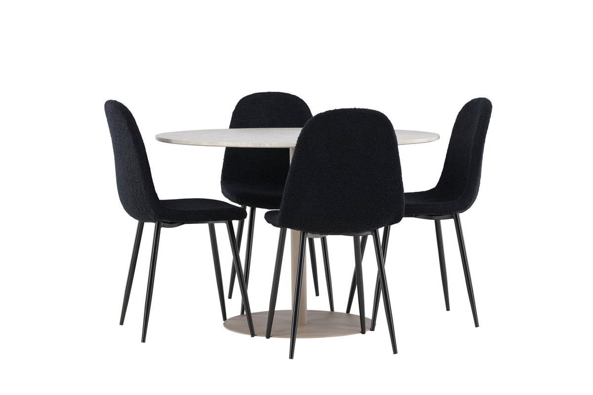 Lycke Esstisch mit Polar Stühlen in Schwarz präsentiert im Onlineshop von KAQTU Design AG. Esszimmerset ist von Venture Home