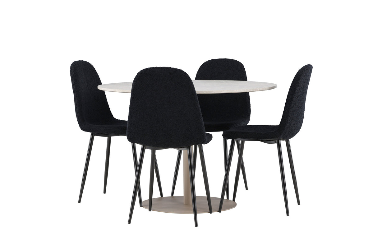 Lycke Esstisch mit Polar Stühlen in Schwarz präsentiert im Onlineshop von KAQTU Design AG. Esszimmerset ist von Venture Home