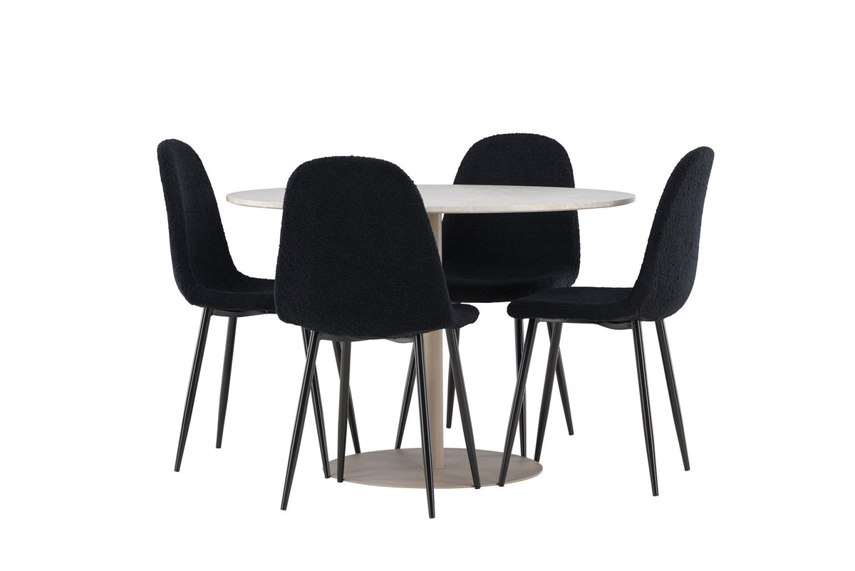 Lycke Esstisch mit Polar Stühlen in Schwarz präsentiert im Onlineshop von KAQTU Design AG. Esszimmerset ist von Venture Home