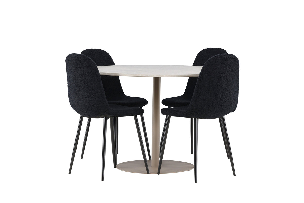 Lycke Esstisch mit Polar Stühlen in Schwarz präsentiert im Onlineshop von KAQTU Design AG. Esszimmerset ist von Venture Home