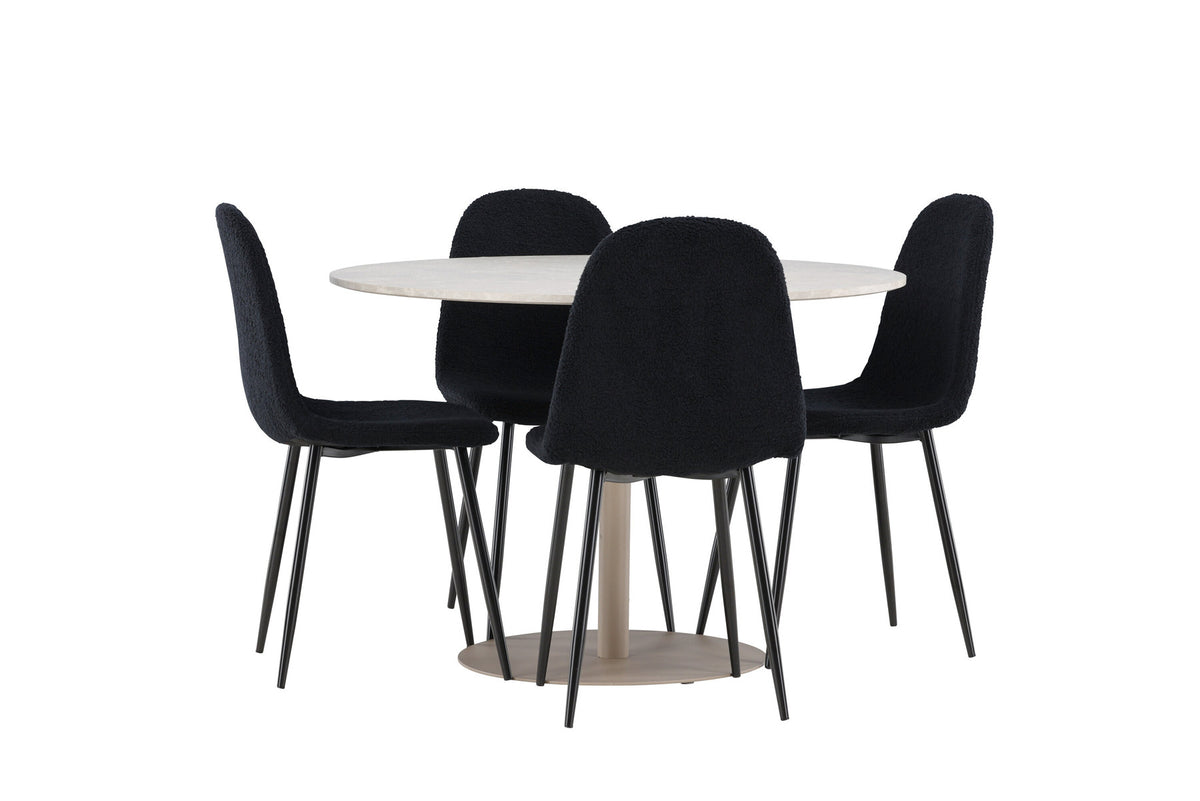 Lycke Esstisch mit Polar Stühlen in Schwarz präsentiert im Onlineshop von KAQTU Design AG. Esszimmerset ist von Venture Home