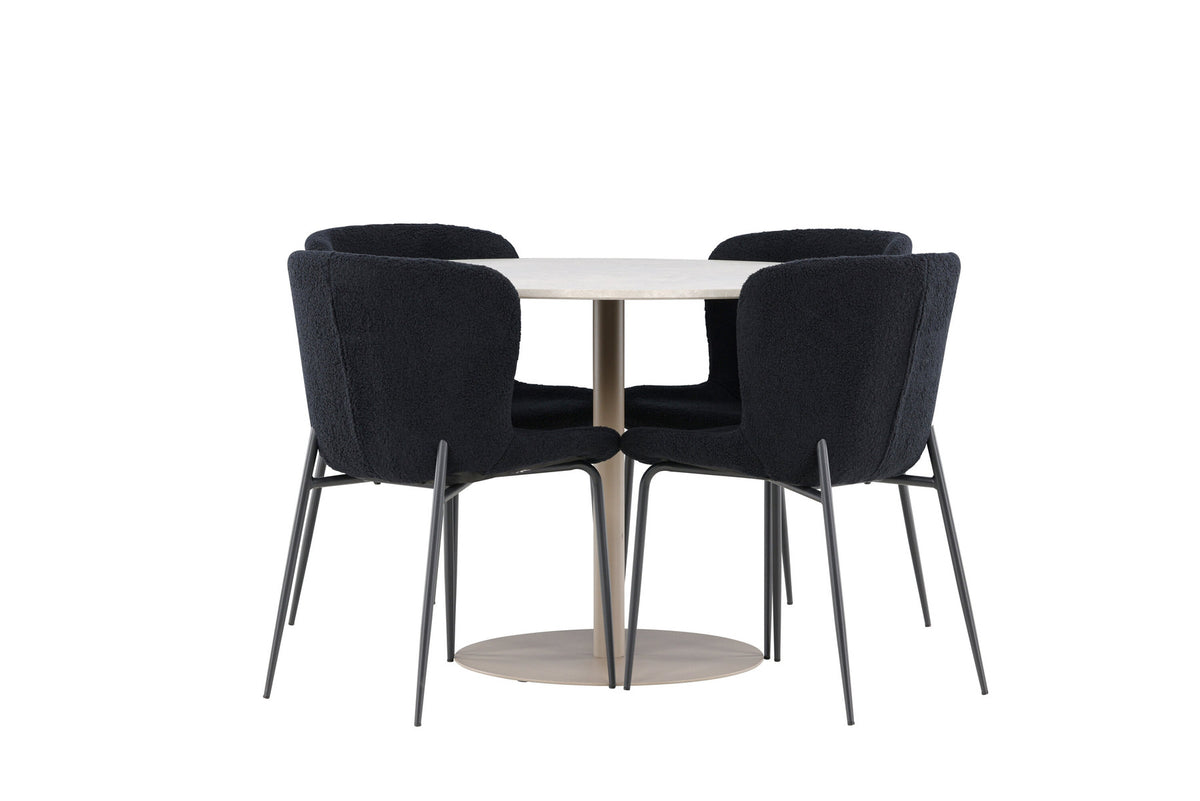 Lycke Esstisch mit Modesto Stühlen in Schwarz präsentiert im Onlineshop von KAQTU Design AG. Esszimmerset ist von Venture Home