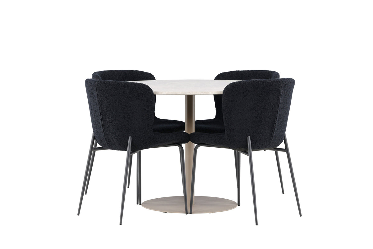 Lycke Esstisch mit Modesto Stühlen in Schwarz präsentiert im Onlineshop von KAQTU Design AG. Esszimmerset ist von Venture Home