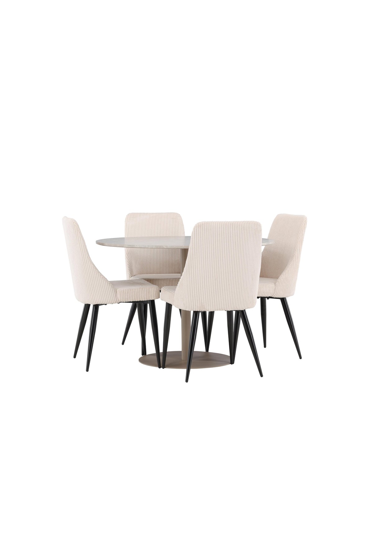Lycke Esstisch mit Leone Stühlen in Beige präsentiert im Onlineshop von KAQTU Design AG. Esszimmerset ist von Venture Home