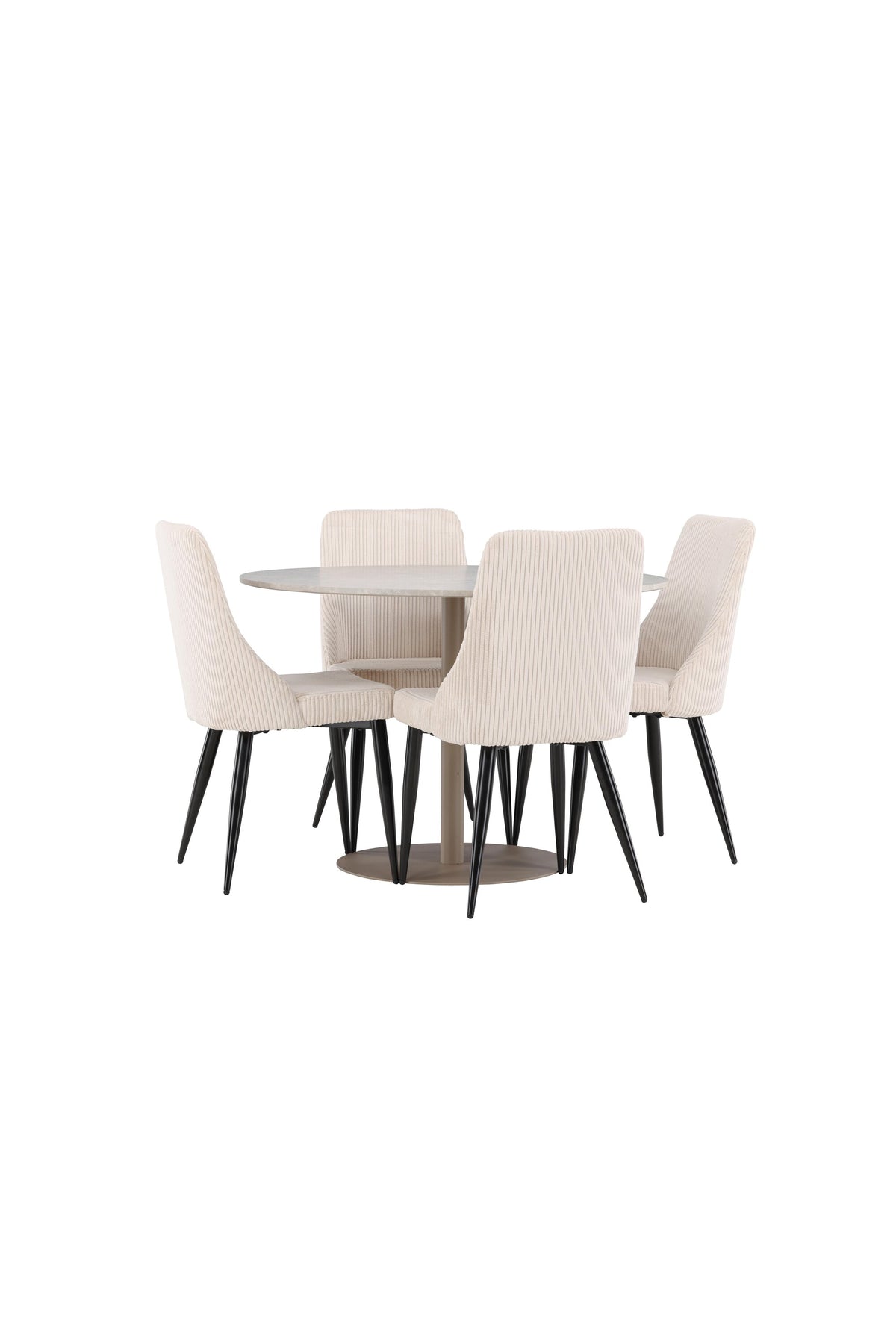 Lycke Esstisch mit Leone Stühlen in Beige präsentiert im Onlineshop von KAQTU Design AG. Esszimmerset ist von Venture Home