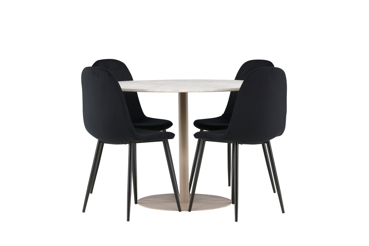 Lycke Esstisch mit Polar Stühlen in Schwarz präsentiert im Onlineshop von KAQTU Design AG. Esszimmerset ist von Venture Home