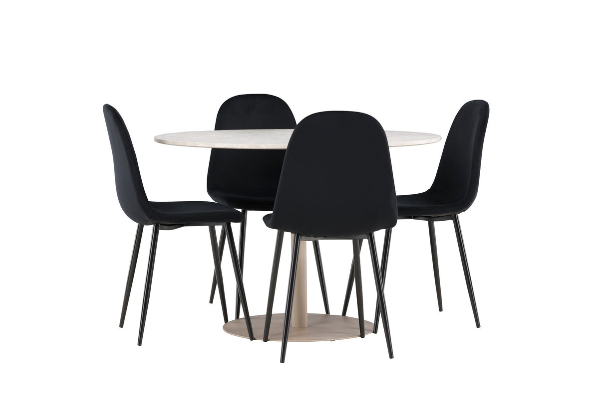 Lycke Esstisch mit Polar Stühlen in Schwarz präsentiert im Onlineshop von KAQTU Design AG. Esszimmerset ist von Venture Home