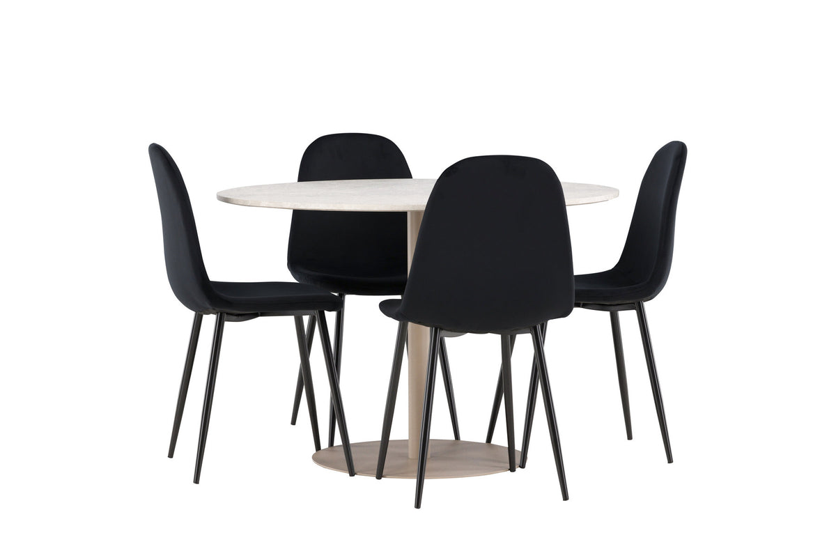 Lycke Esstisch mit Polar Stühlen in Schwarz präsentiert im Onlineshop von KAQTU Design AG. Esszimmerset ist von Venture Home