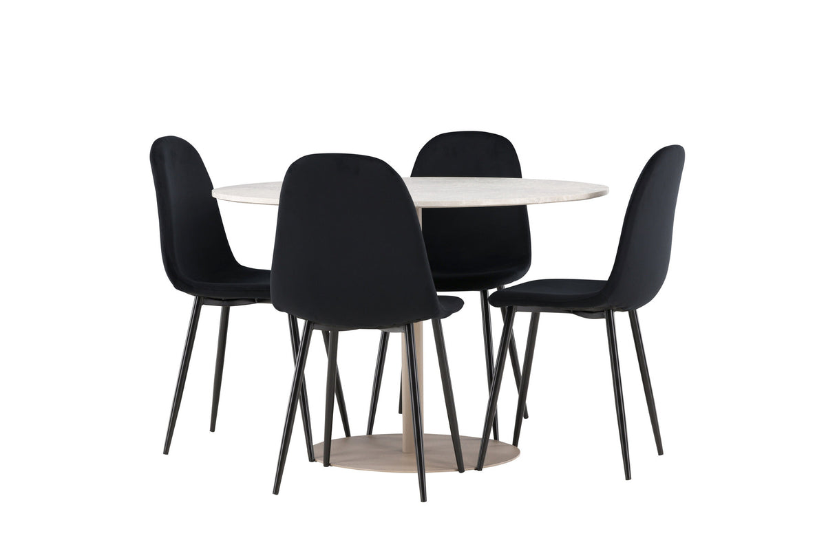 Lycke Esstisch mit Polar Stühlen in Schwarz präsentiert im Onlineshop von KAQTU Design AG. Esszimmerset ist von Venture Home