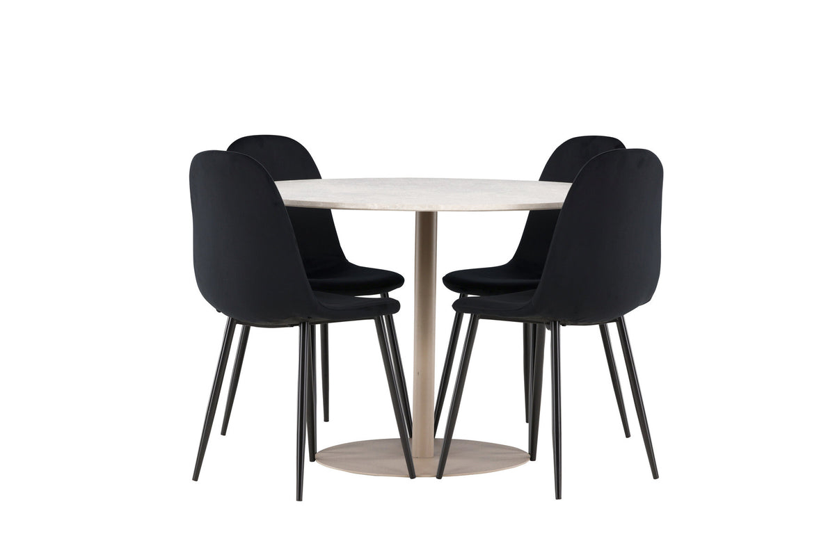 Lycke Esstisch mit Polar Stühlen in Schwarz präsentiert im Onlineshop von KAQTU Design AG. Esszimmerset ist von Venture Home