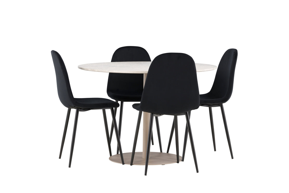 Lycke Esstisch mit Polar Stühlen in Schwarz präsentiert im Onlineshop von KAQTU Design AG. Esszimmerset ist von Venture Home