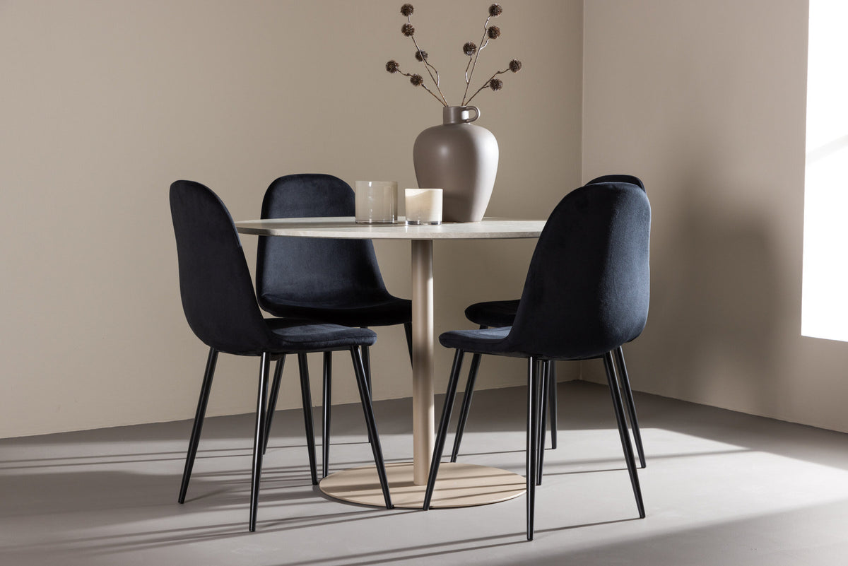 Lycke Esstisch mit Polar Stühlen in Schwarz präsentiert im Onlineshop von KAQTU Design AG. Esszimmerset ist von Venture Home
