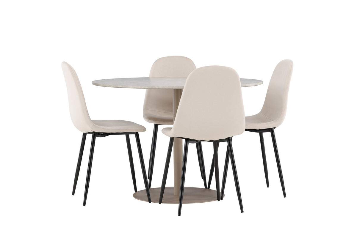 Lycke Esstisch mit Polar Stühlen in Beige präsentiert im Onlineshop von KAQTU Design AG. Esszimmerset ist von Venture Home