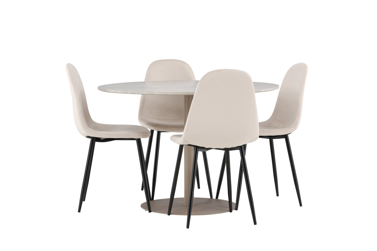 Lycke Esstisch mit Polar Stühlen in Beige präsentiert im Onlineshop von KAQTU Design AG. Esszimmerset ist von Venture Home