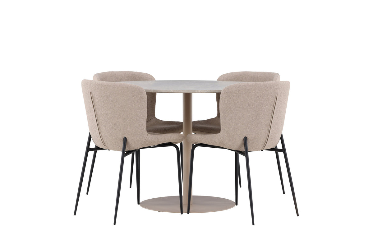 Lycke Esstisch mit Modesto Stühlen in Beige präsentiert im Onlineshop von KAQTU Design AG. Esszimmerset ist von Venture Home
