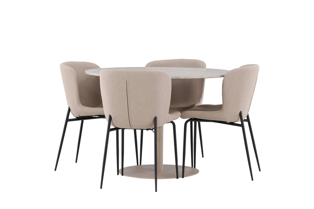 Lycke Esstisch mit Modesto Stühlen in Beige präsentiert im Onlineshop von KAQTU Design AG. Esszimmerset ist von Venture Home