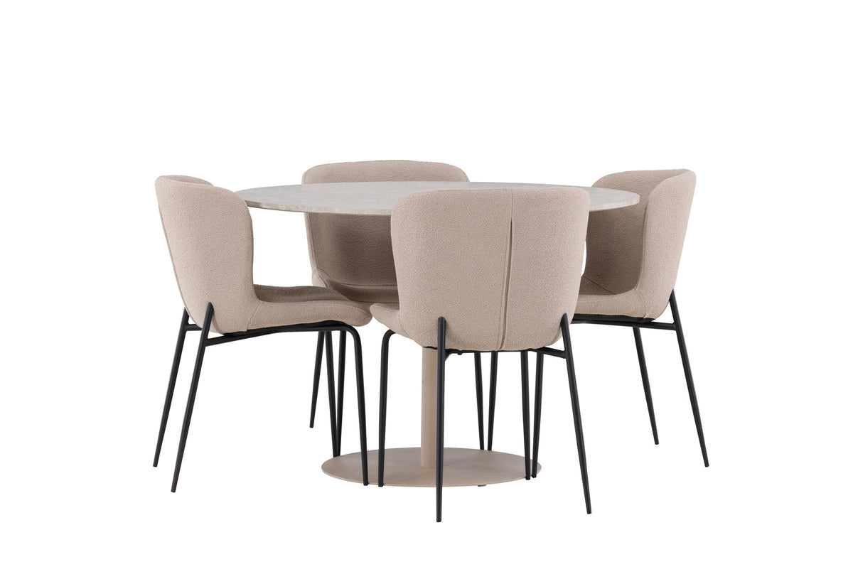 Lycke Esstisch mit Modesto Stühlen in Beige präsentiert im Onlineshop von KAQTU Design AG. Esszimmerset ist von Venture Home
