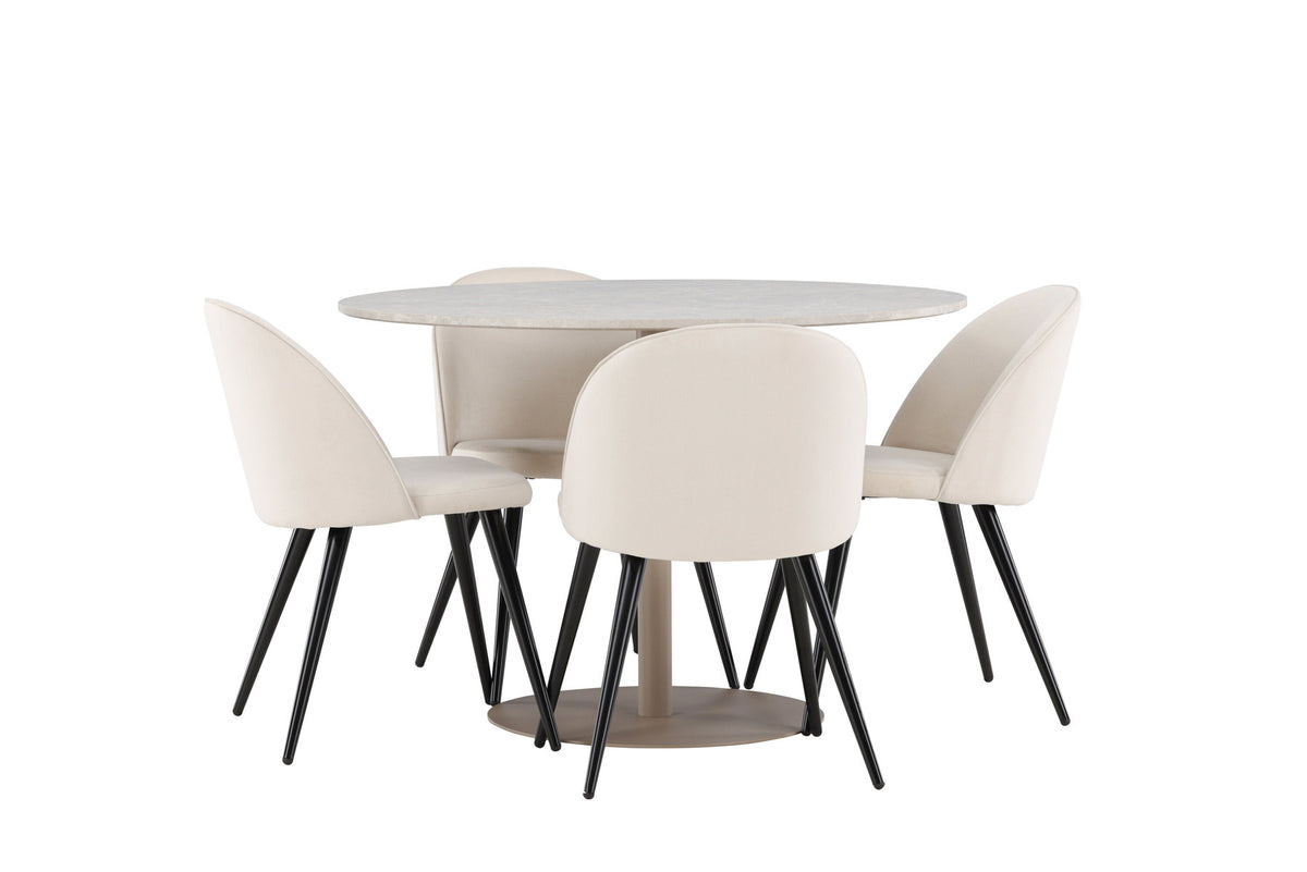 Lycke Esstisch mit Velvet Stühlen in Beige präsentiert im Onlineshop von KAQTU Design AG. Esszimmerset ist von Venture Home