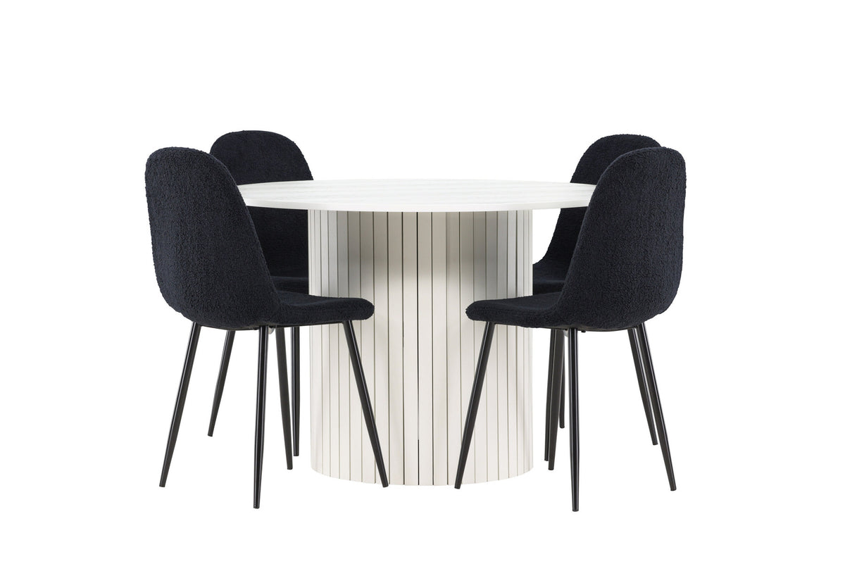 Härön Esstisch mit Polar Stühlen in Schwarz präsentiert im Onlineshop von KAQTU Design AG. Esszimmerset ist von Venture Home