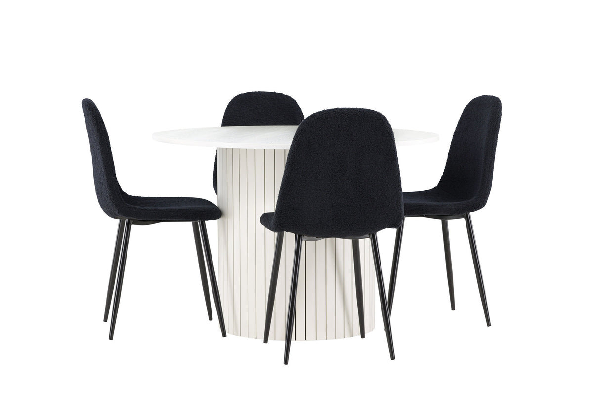 Härön Esstisch mit Polar Stühlen in Schwarz präsentiert im Onlineshop von KAQTU Design AG. Esszimmerset ist von Venture Home