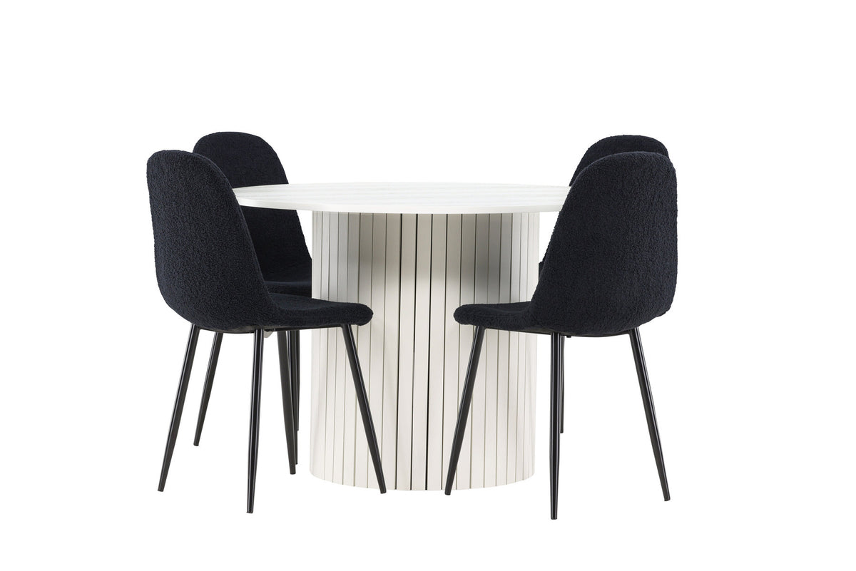 Härön Esstisch mit Polar Stühlen in Schwarz präsentiert im Onlineshop von KAQTU Design AG. Esszimmerset ist von Venture Home