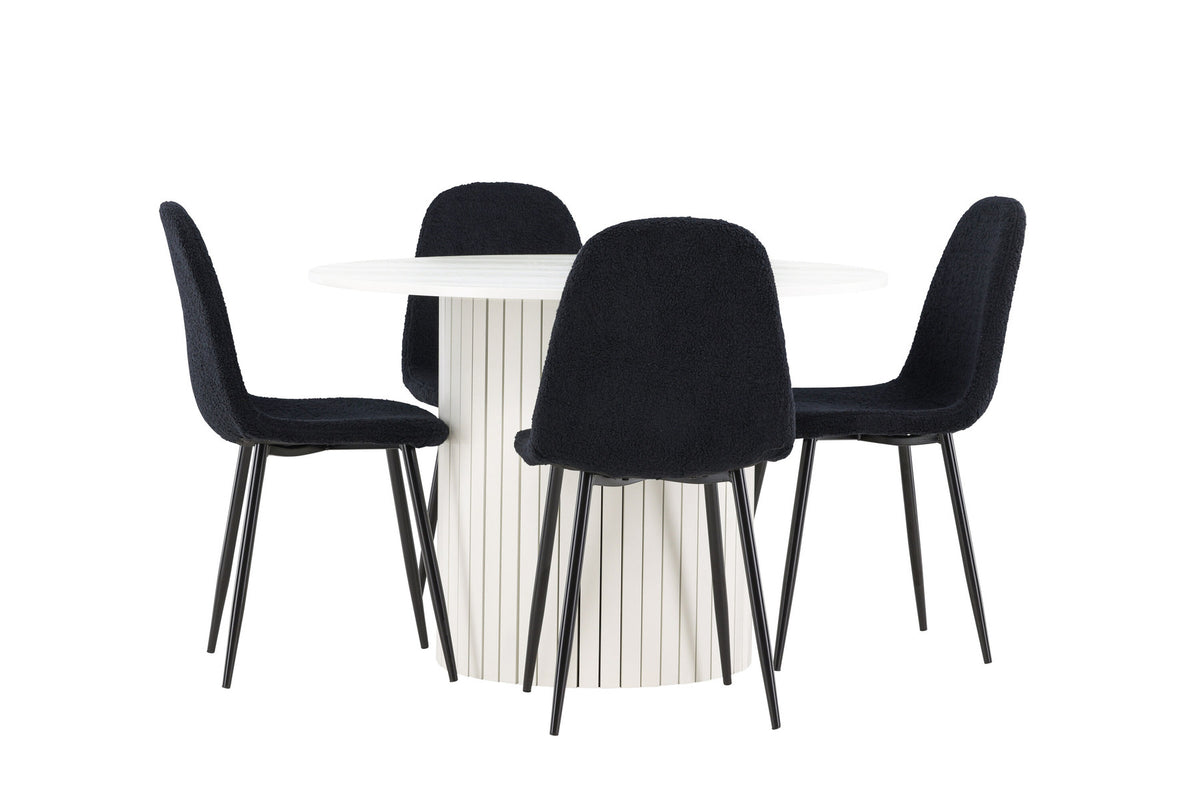 Härön Esstisch mit Polar Stühlen in Schwarz präsentiert im Onlineshop von KAQTU Design AG. Esszimmerset ist von Venture Home