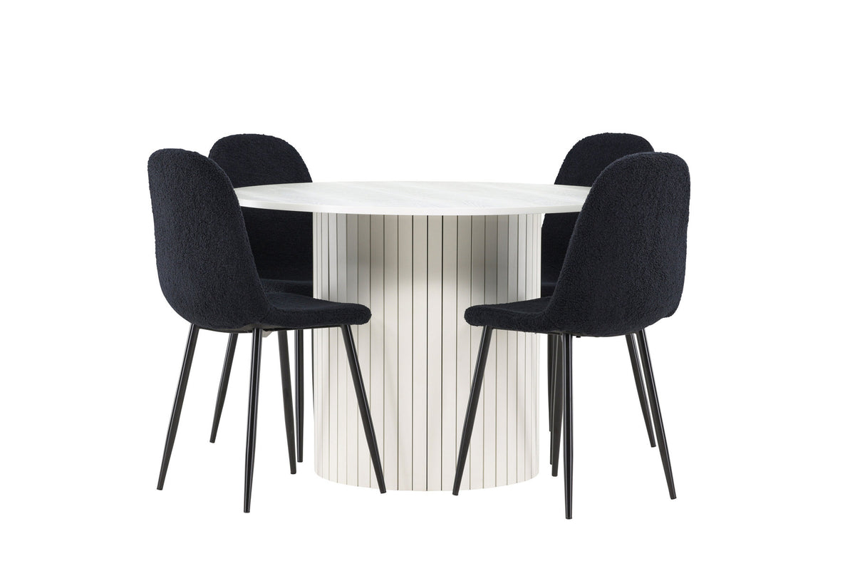 Härön Esstisch mit Polar Stühlen in Schwarz präsentiert im Onlineshop von KAQTU Design AG. Esszimmerset ist von Venture Home