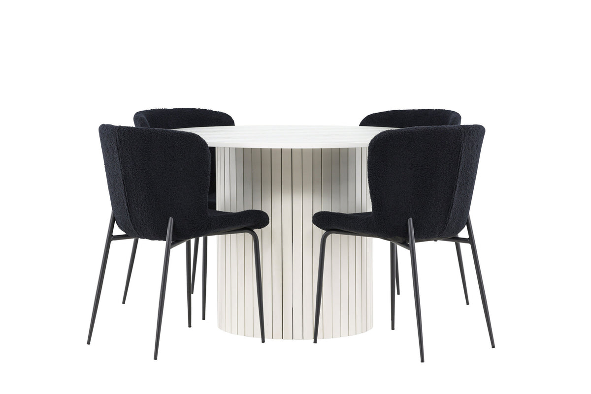 Härön Esstisch mit Modesto Stühlen in Schwarz präsentiert im Onlineshop von KAQTU Design AG. Esszimmerset ist von Venture Home