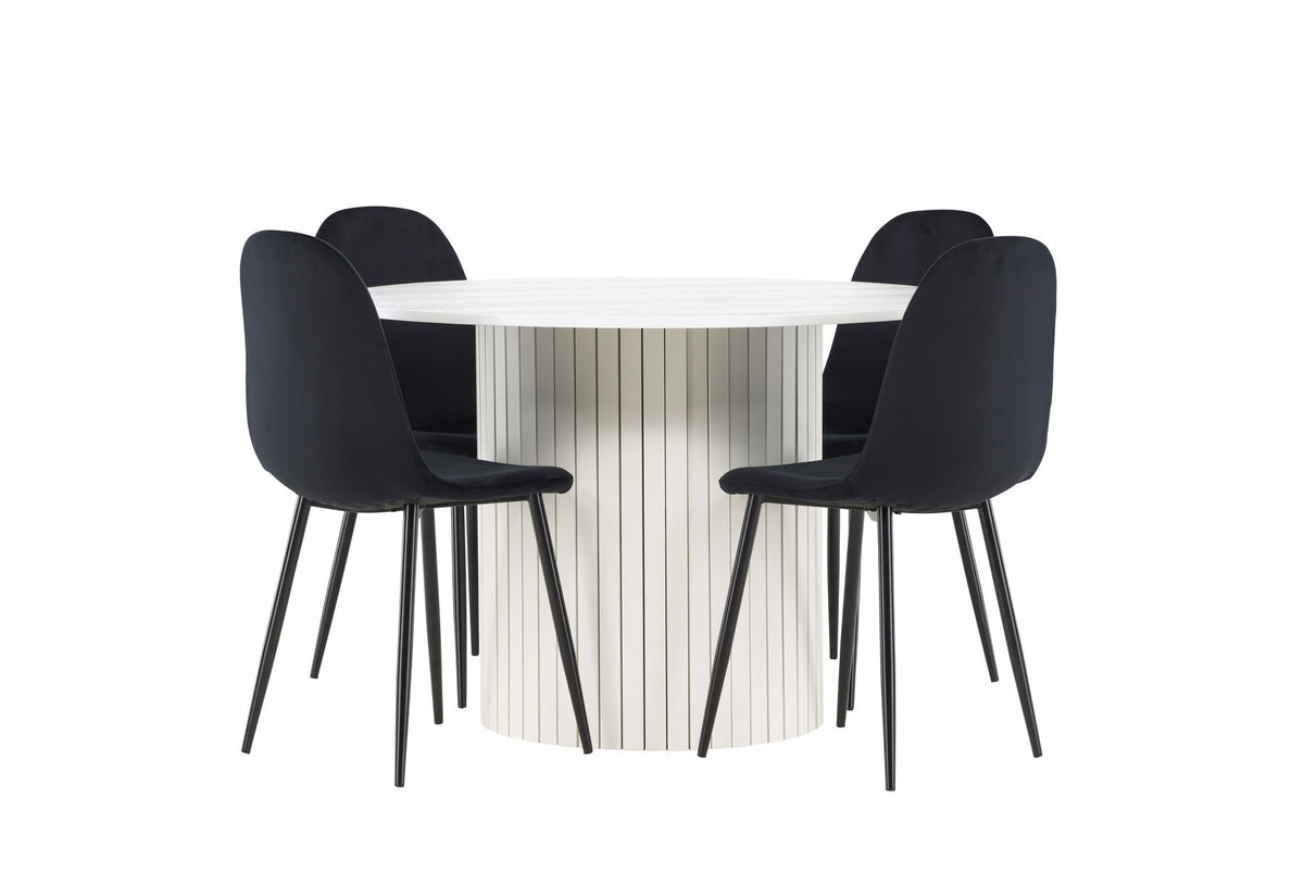 Härön Esstisch mit Polar Stühlen in Schwarz präsentiert im Onlineshop von KAQTU Design AG. Esszimmerset ist von Venture Home