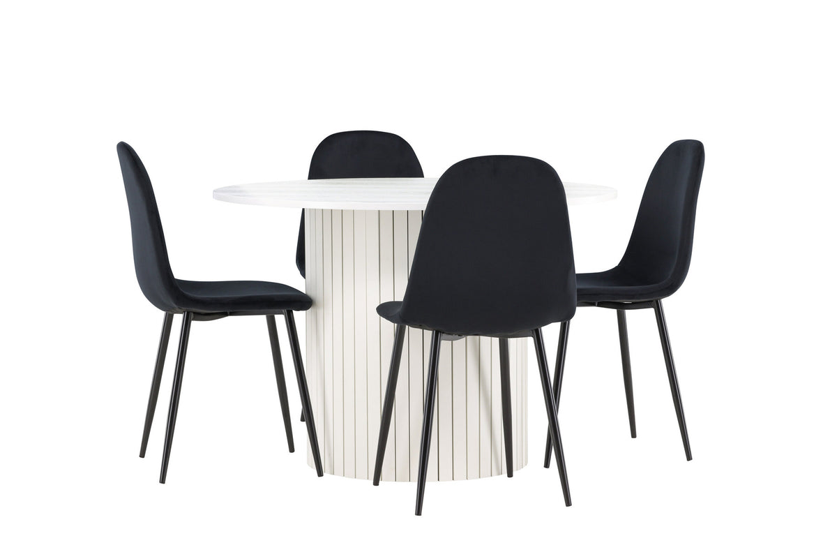 Härön Esstisch mit Polar Stühlen in Schwarz präsentiert im Onlineshop von KAQTU Design AG. Esszimmerset ist von Venture Home