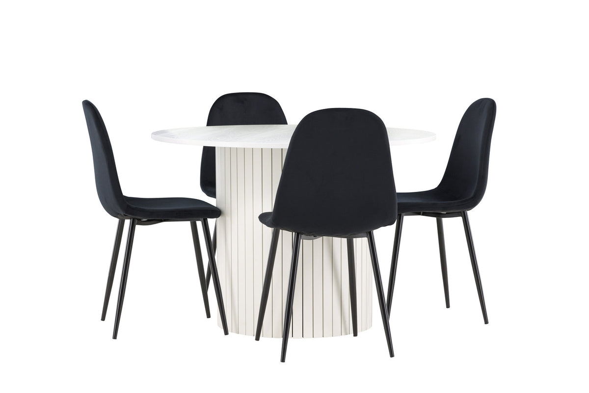 Härön Esstisch mit Polar Stühlen in Schwarz präsentiert im Onlineshop von KAQTU Design AG. Esszimmerset ist von Venture Home