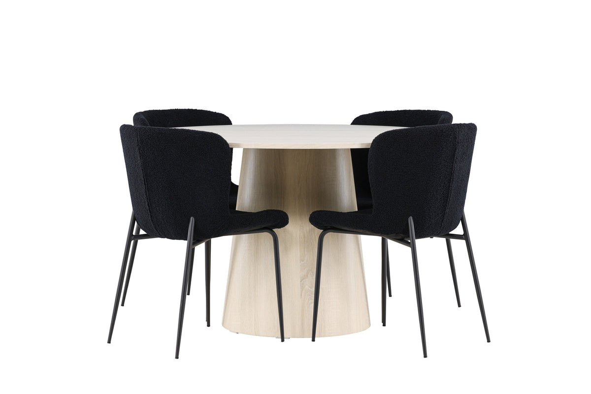 Tisch Lanzo mit Stühlen Modesto in Schwarz präsentiert im Onlineshop von KAQTU Design AG. Esszimmerset ist von Venture Home