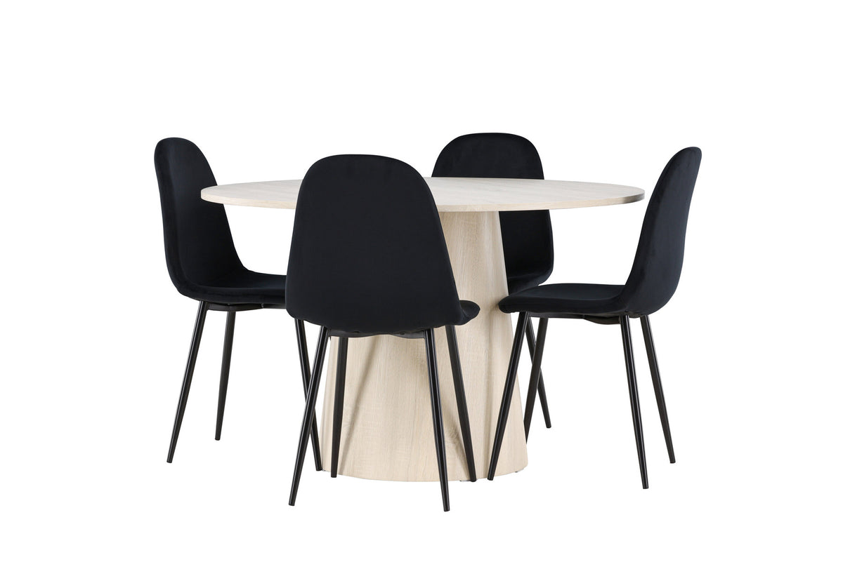 Lanzo Esstisch mit Polar Stühlen in Schwarz präsentiert im Onlineshop von KAQTU Design AG. Esszimmerset ist von Venture Home