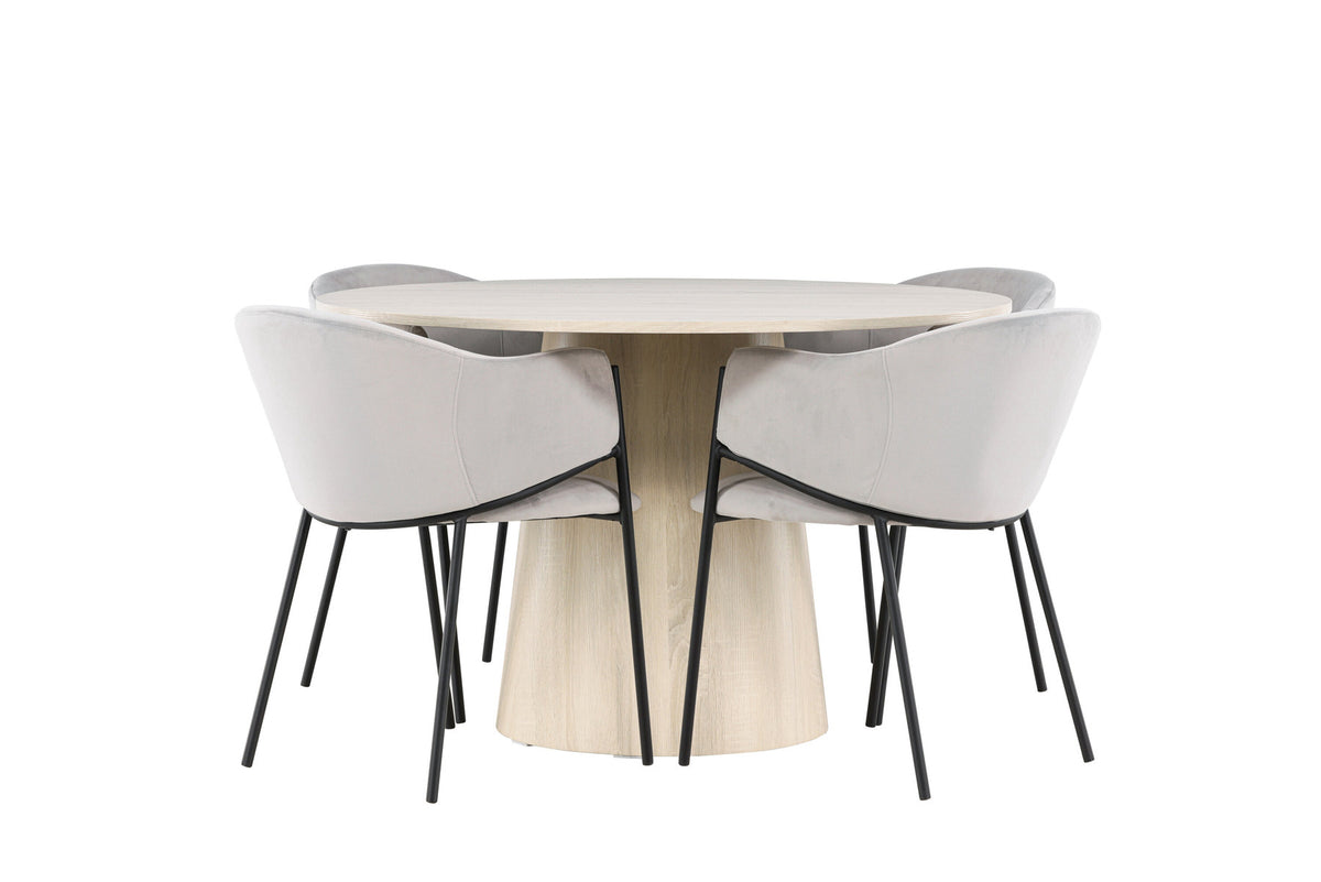 Lanzo Esstisch mit Evelina Stühlen in Grau präsentiert im Onlineshop von KAQTU Design AG. Esszimmerset ist von Venture Home