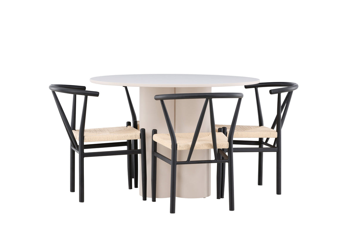 Olivia Esstisch mit Stühlen Alfons in Schwarz präsentiert im Onlineshop von KAQTU Design AG. Esszimmerset ist von Venture Home