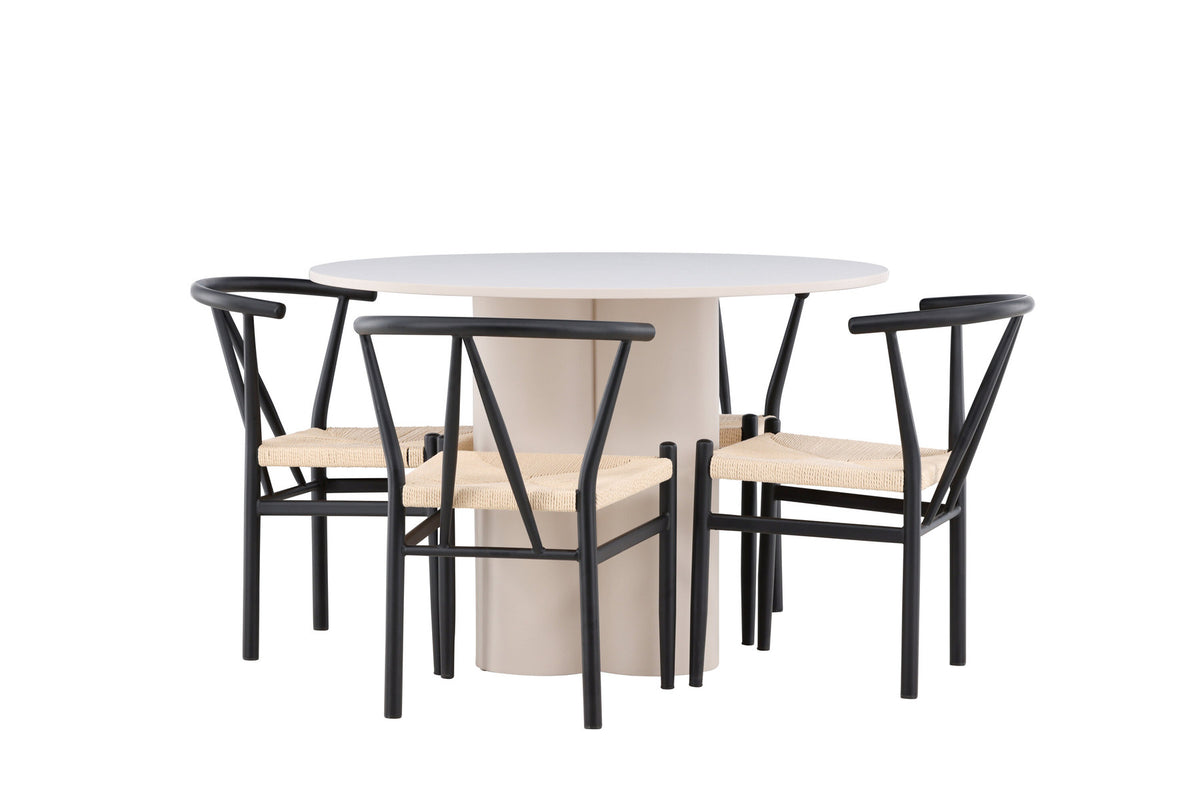 Olivia Esstisch mit Stühlen Alfons in Schwarz präsentiert im Onlineshop von KAQTU Design AG. Esszimmerset ist von Venture Home