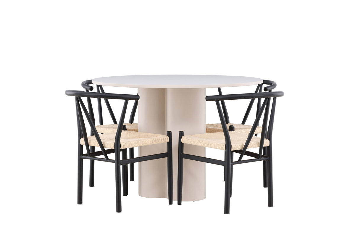 Olivia Esstisch mit Stühlen Alfons in Schwarz präsentiert im Onlineshop von KAQTU Design AG. Esszimmerset ist von Venture Home