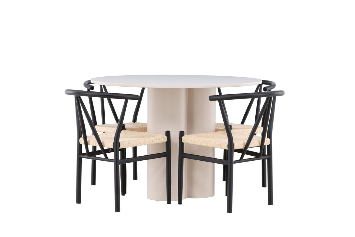 Olivia Esstisch mit Stühlen Alfons in Schwarz präsentiert im Onlineshop von KAQTU Design AG. Esszimmerset ist von Venture Home