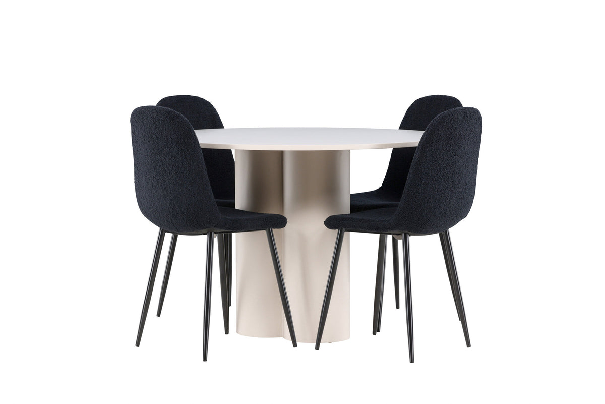 Olivia Esstisch mit Polar Stühlen in Schwarz präsentiert im Onlineshop von KAQTU Design AG. Esszimmerset ist von Venture Home
