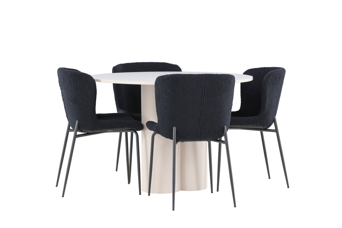Olivia Esstisch mit Modesto Stühlen in Schwarz präsentiert im Onlineshop von KAQTU Design AG. Esszimmerset ist von Venture Home