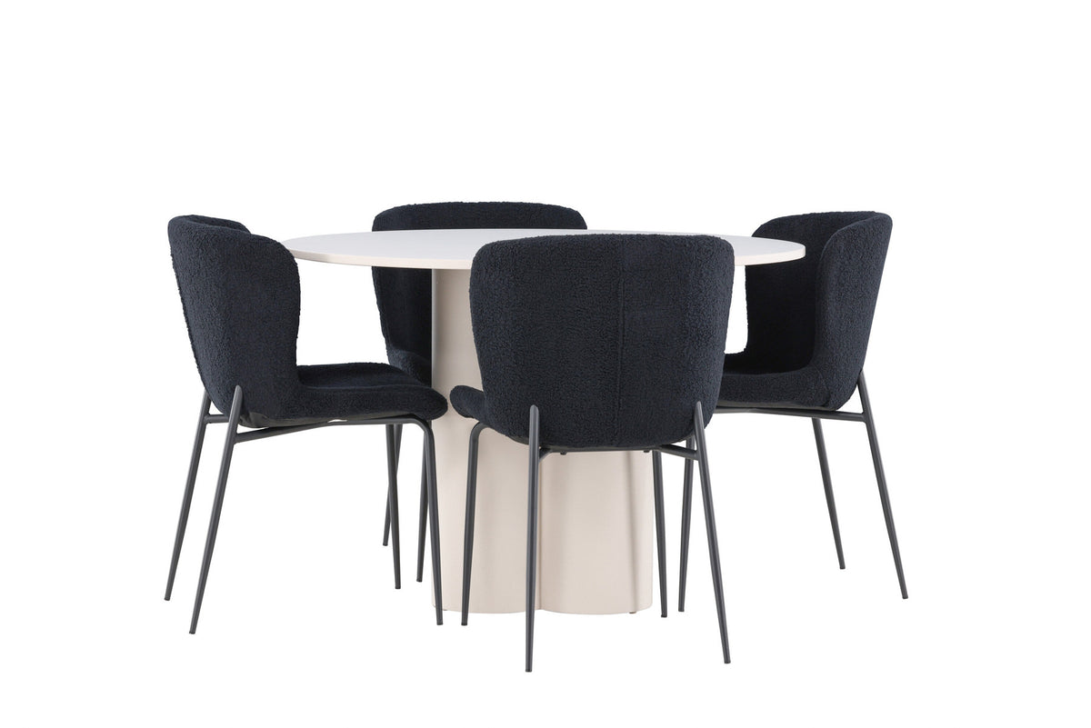 Olivia Esstisch mit Modesto Stühlen in Schwarz präsentiert im Onlineshop von KAQTU Design AG. Esszimmerset ist von Venture Home