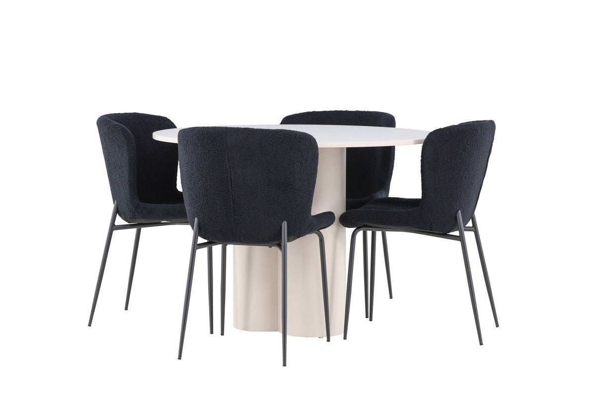 Olivia Esstisch mit Modesto Stühlen in Schwarz präsentiert im Onlineshop von KAQTU Design AG. Esszimmerset ist von Venture Home