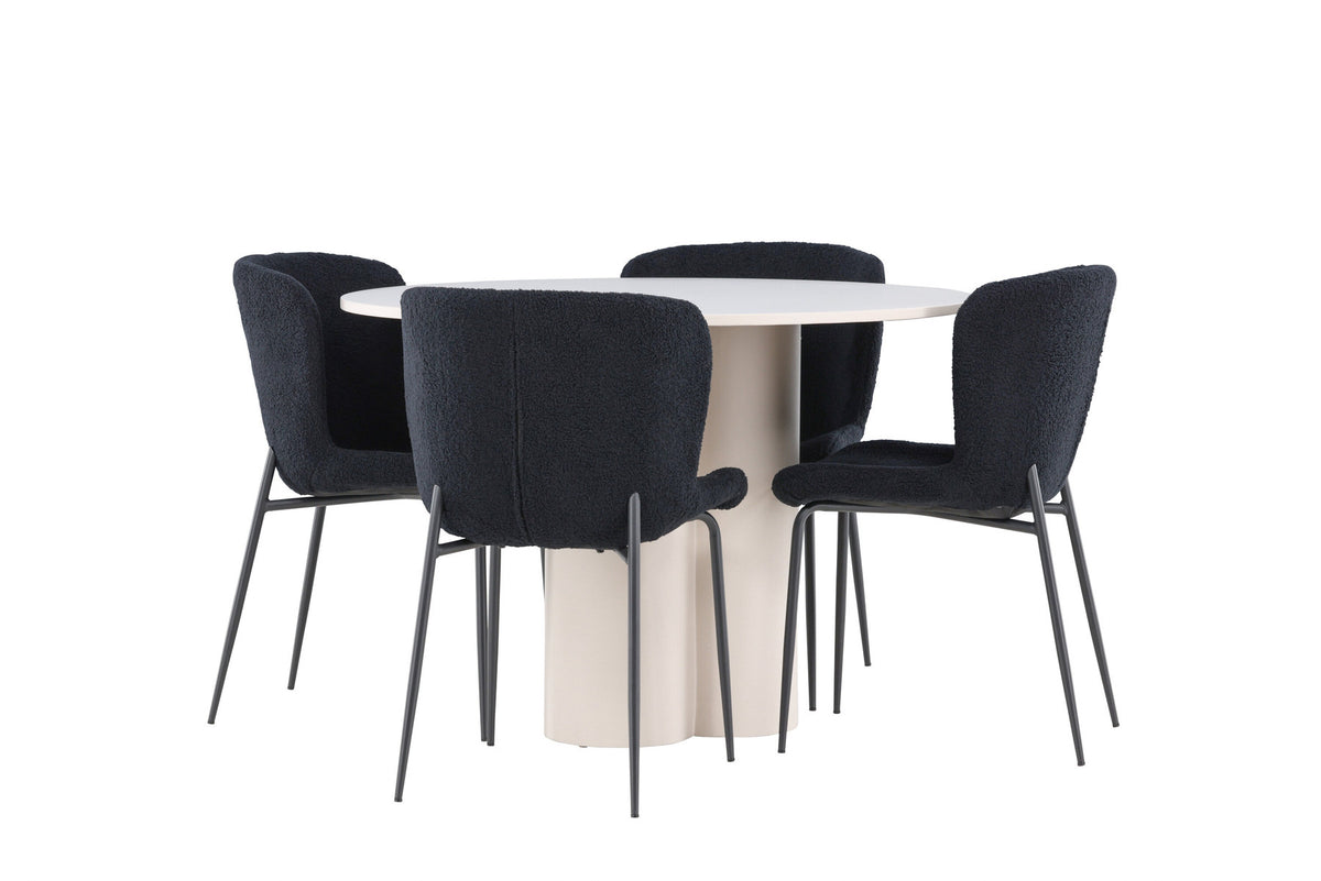 Olivia Esstisch mit Modesto Stühlen in Schwarz präsentiert im Onlineshop von KAQTU Design AG. Esszimmerset ist von Venture Home