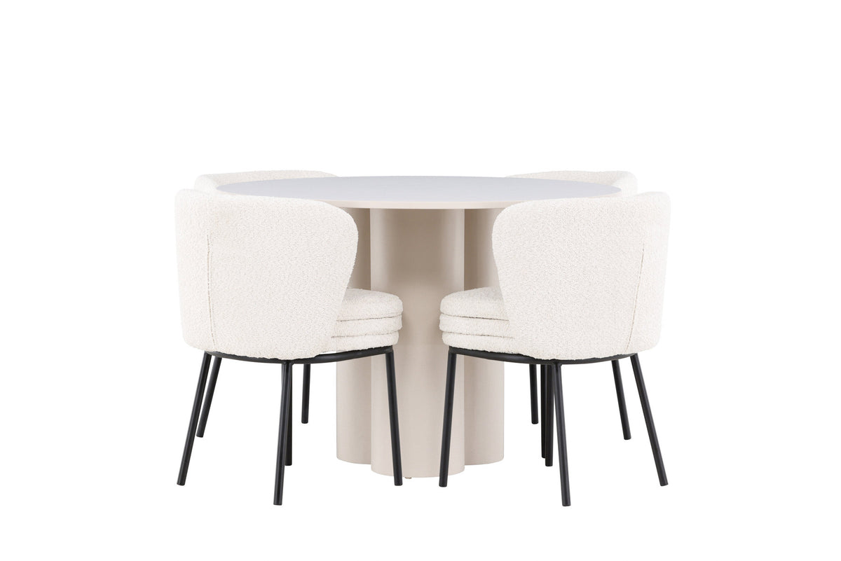 Olivia Esstisch mit Agnes Stühlen in Weiss präsentiert im Onlineshop von KAQTU Design AG. Esszimmerset ist von Venture Home