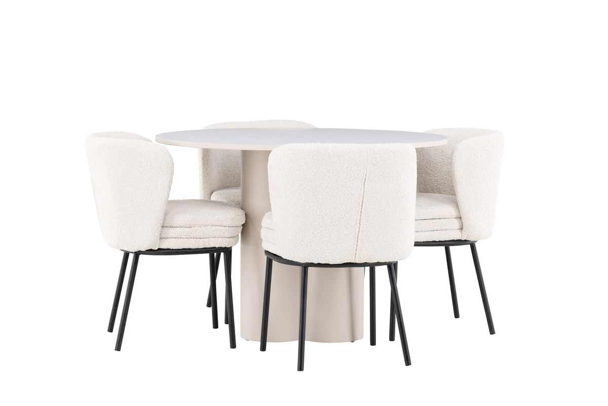 Olivia Esstisch mit Agnes Stühlen in Weiss präsentiert im Onlineshop von KAQTU Design AG. Esszimmerset ist von Venture Home