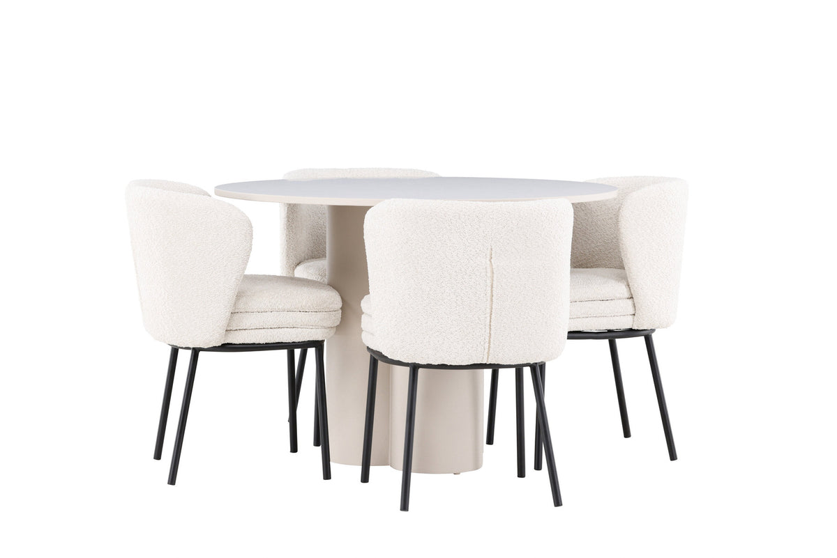 Olivia Esstisch mit Agnes Stühlen in Weiss präsentiert im Onlineshop von KAQTU Design AG. Esszimmerset ist von Venture Home