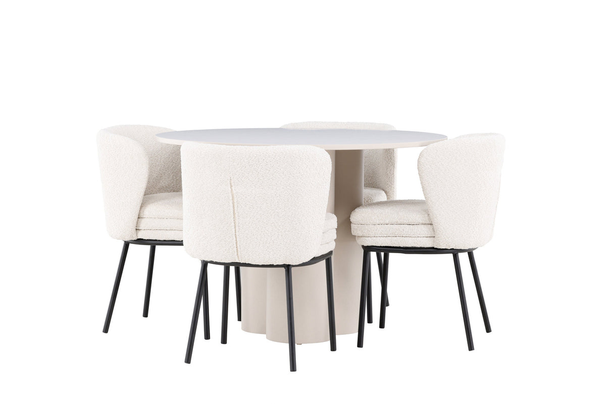 Olivia Esstisch mit Agnes Stühlen in Weiss präsentiert im Onlineshop von KAQTU Design AG. Esszimmerset ist von Venture Home