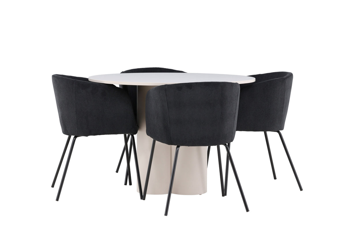 Olivia Esstisch mit Stühlen von Berit in Schwarz präsentiert im Onlineshop von KAQTU Design AG. Esszimmerset ist von Venture Home