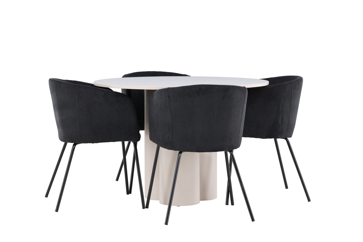 Olivia Esstisch mit Stühlen von Berit in Schwarz präsentiert im Onlineshop von KAQTU Design AG. Esszimmerset ist von Venture Home