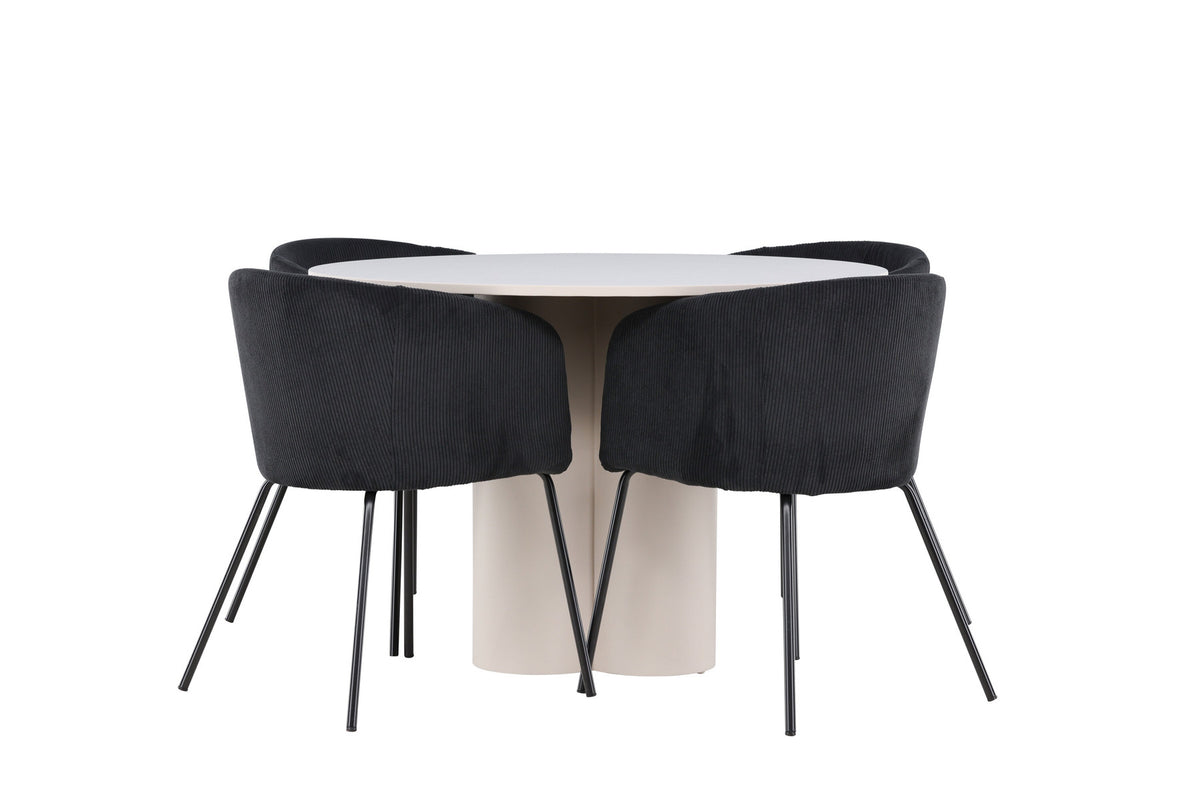 Olivia Esstisch mit Stühlen von Berit in Schwarz präsentiert im Onlineshop von KAQTU Design AG. Esszimmerset ist von Venture Home